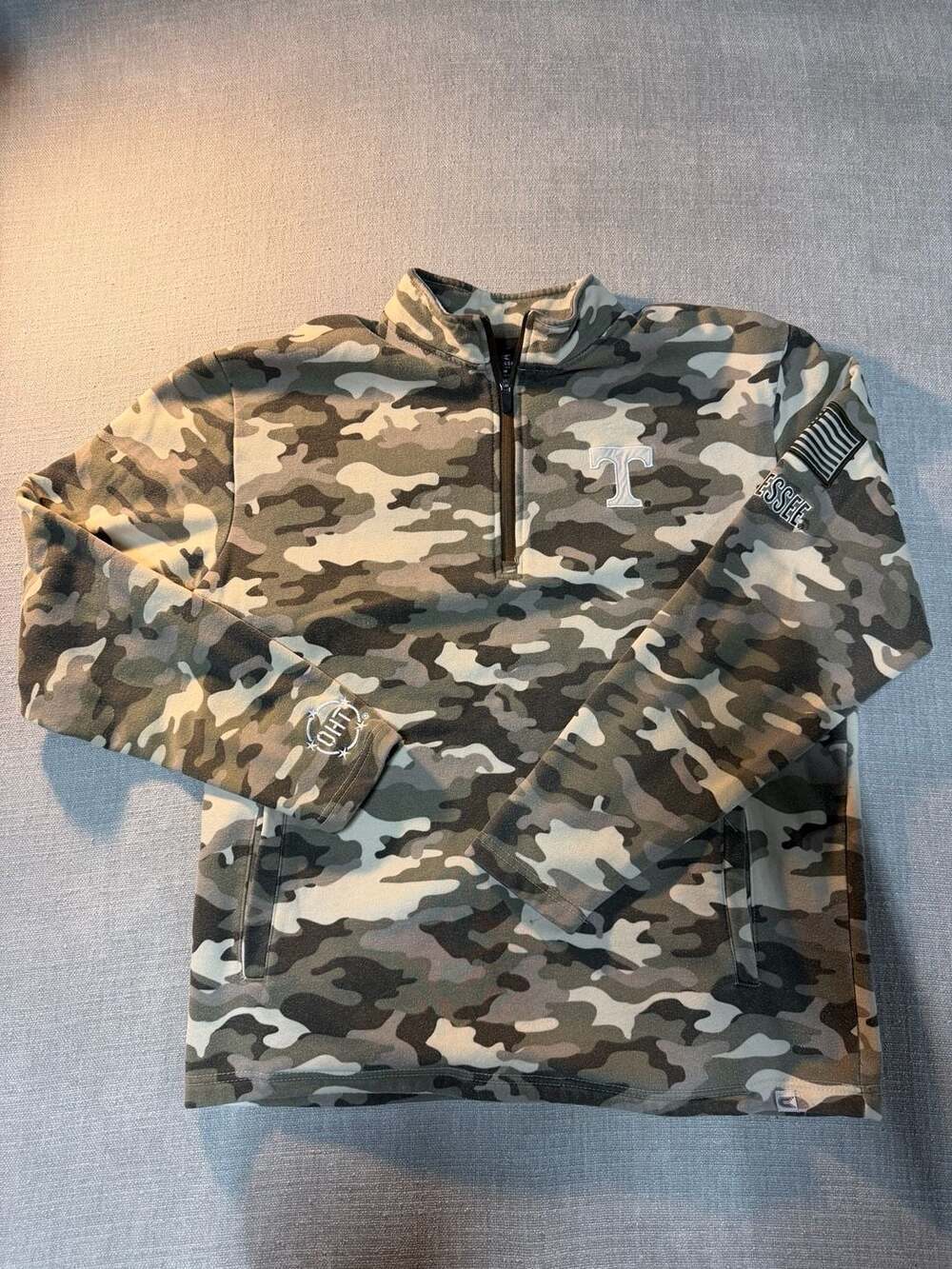 Colosseum Tennessee Volunteers OHT Operation Hat Trick Camo Quarter Zip Pullover